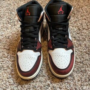 Air Jordan Black and Red High-Top Sneakers wear away shoes, size 9.5